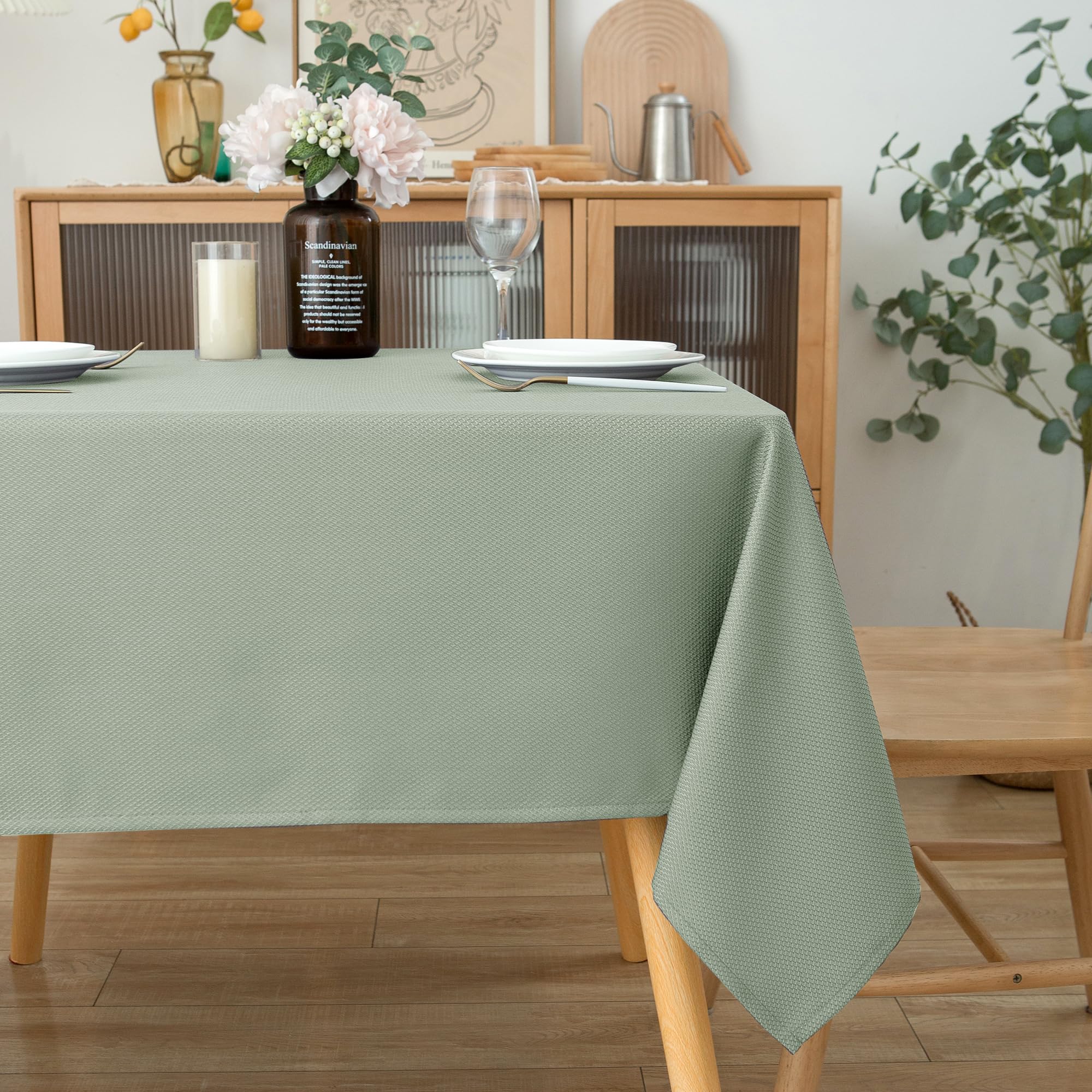 Biscaynebay Sage tablecloth durable fabric suited for restaurants and catering