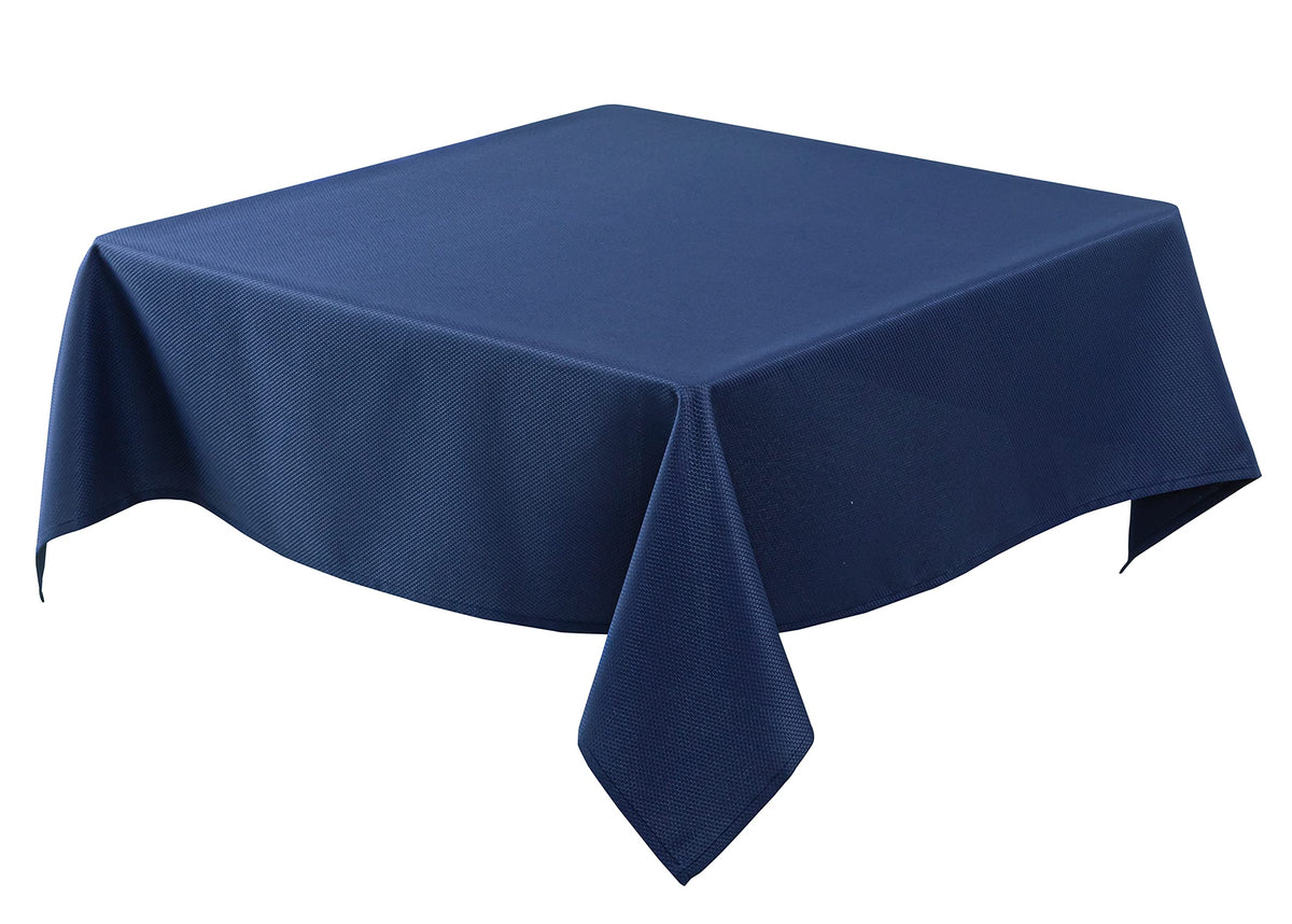 Biscaynebay navy textured tablecloth for elegant dining and spill protection.