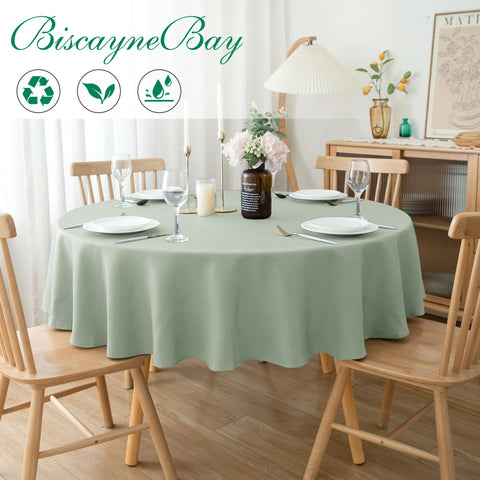Biscaynebay tablecloth texture closeup shows premium polyester weave and durability.