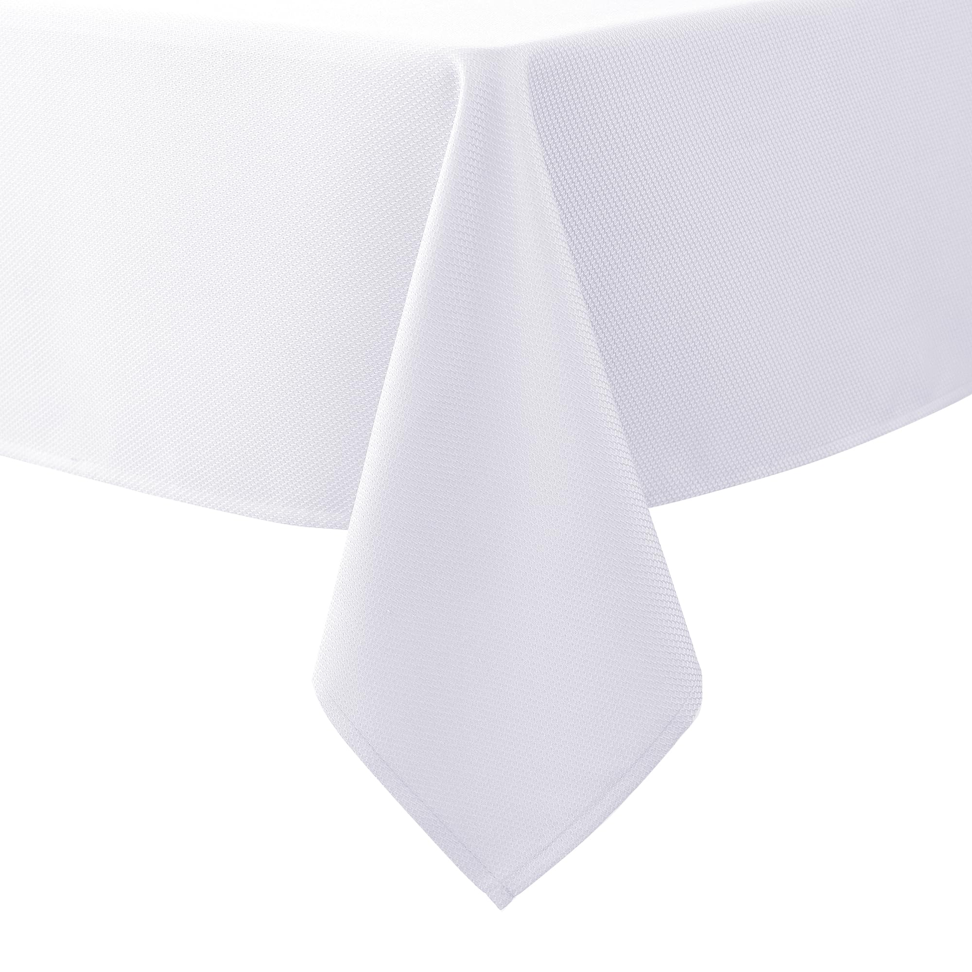 Biscaynebay textured white tablecloth close-up highlights premium weave and durable finish for elegant dining