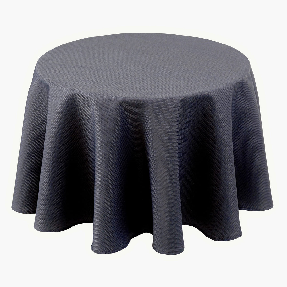 Biscaynebay textured round tablecloth in dark grey adds elegant dining for everyday meals.