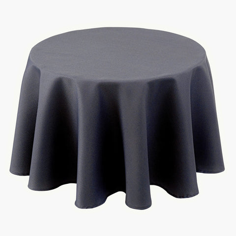 Biscaynebay textured round tablecloth in dark grey adds elegant dining for everyday meals.