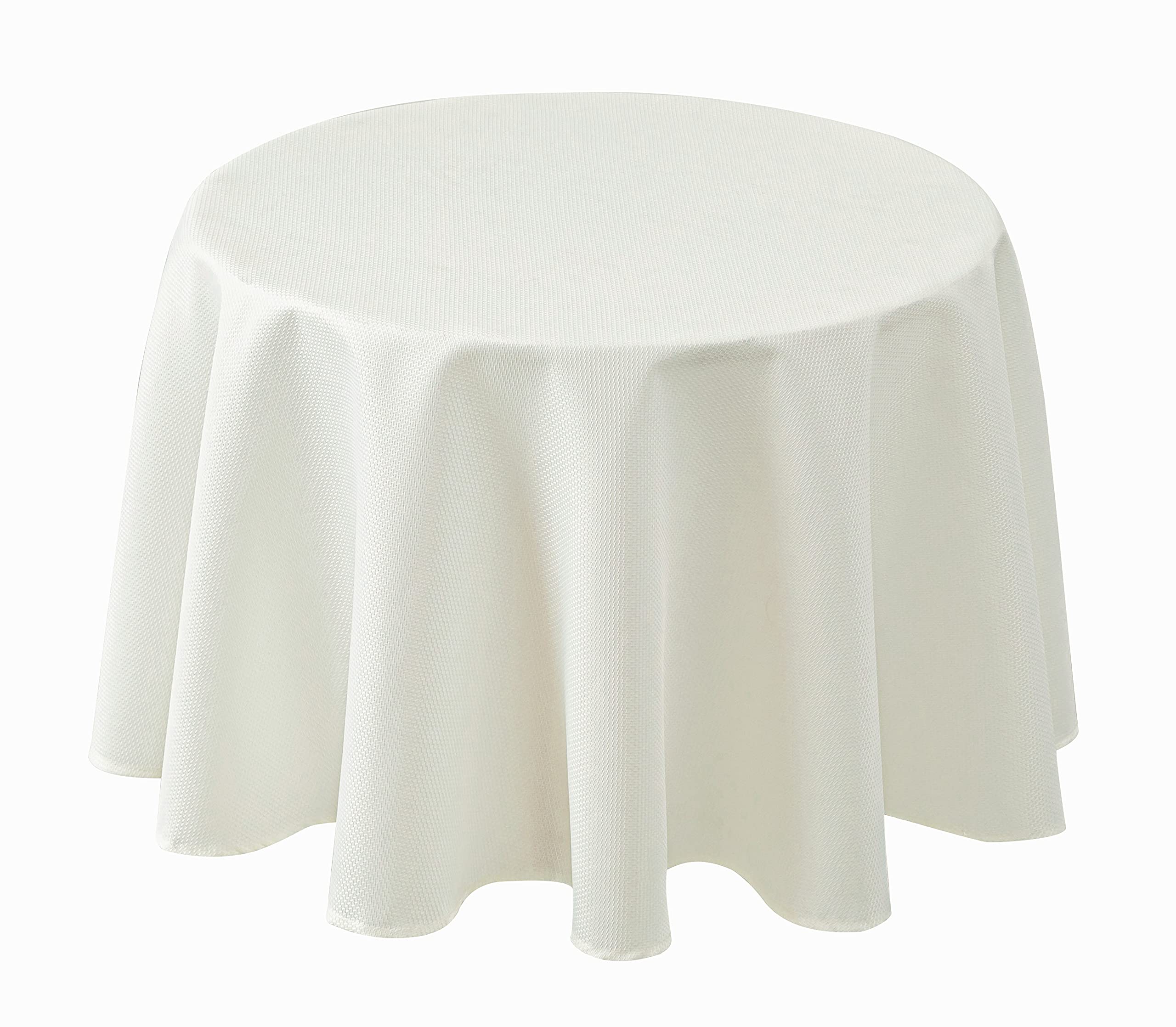 Biscaynebay textured round tablecloth 70 ivory drape enhances formal dining ambiance