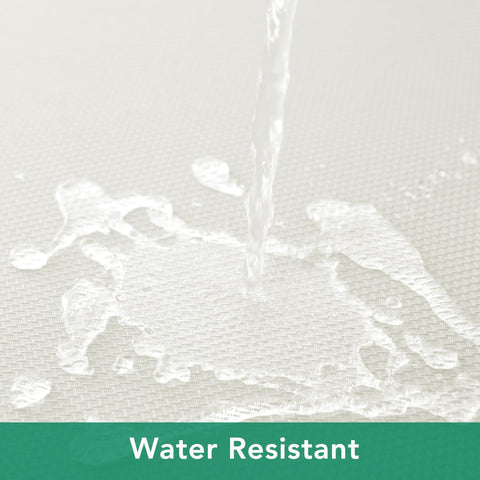 Biscaynebay 70-inch ivory tablecloth shows water beads on surface