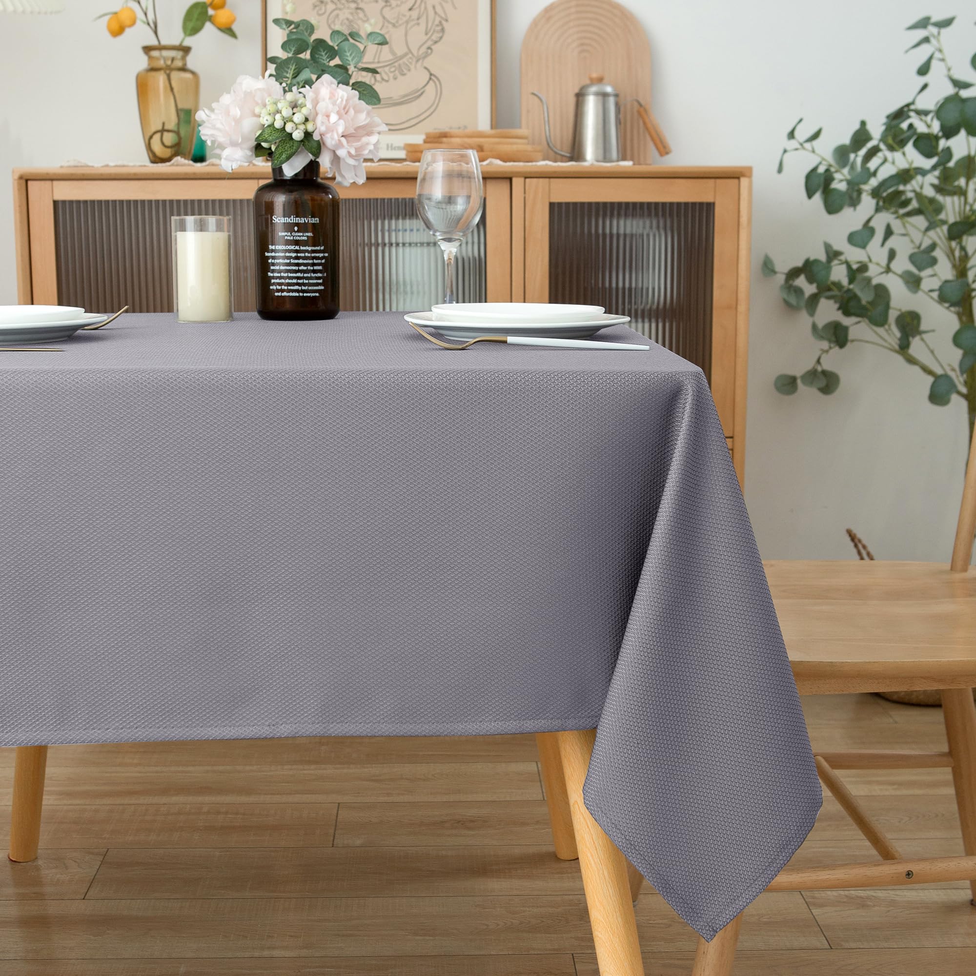 Biscaynebay tablecloth shown in quick-clean setup, emphasizing easy care after meals