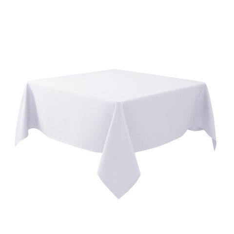 Biscaynebay textured tablecloth 90x90 white, close-up of fabric texture enhances dining ambiance.