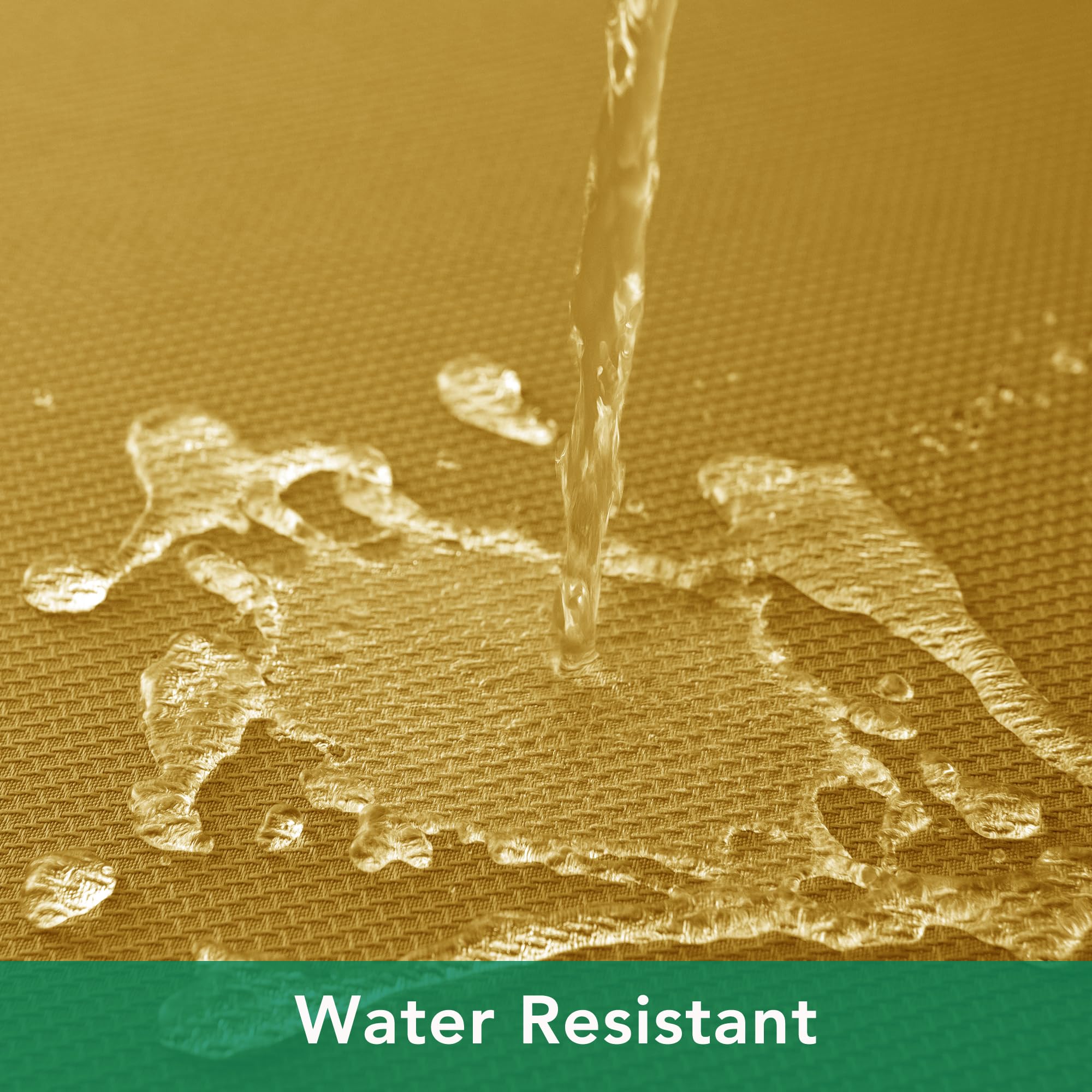 Biscaynebay textured gold tablecloth beads liquids for quick cleanup.