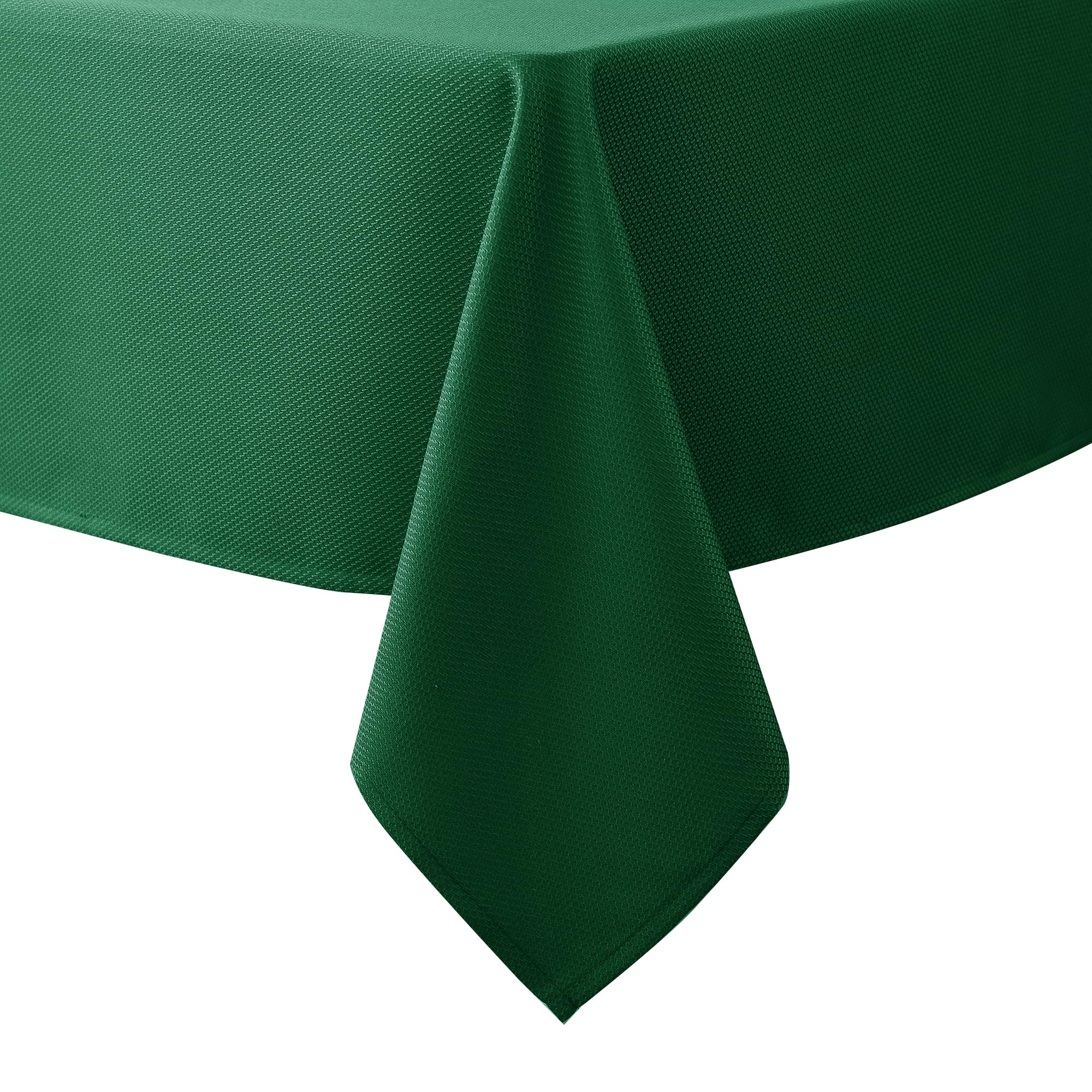 Biscaynebay textured tablecloth in hunter green offers durable, water-resistant protection for festive meals.
