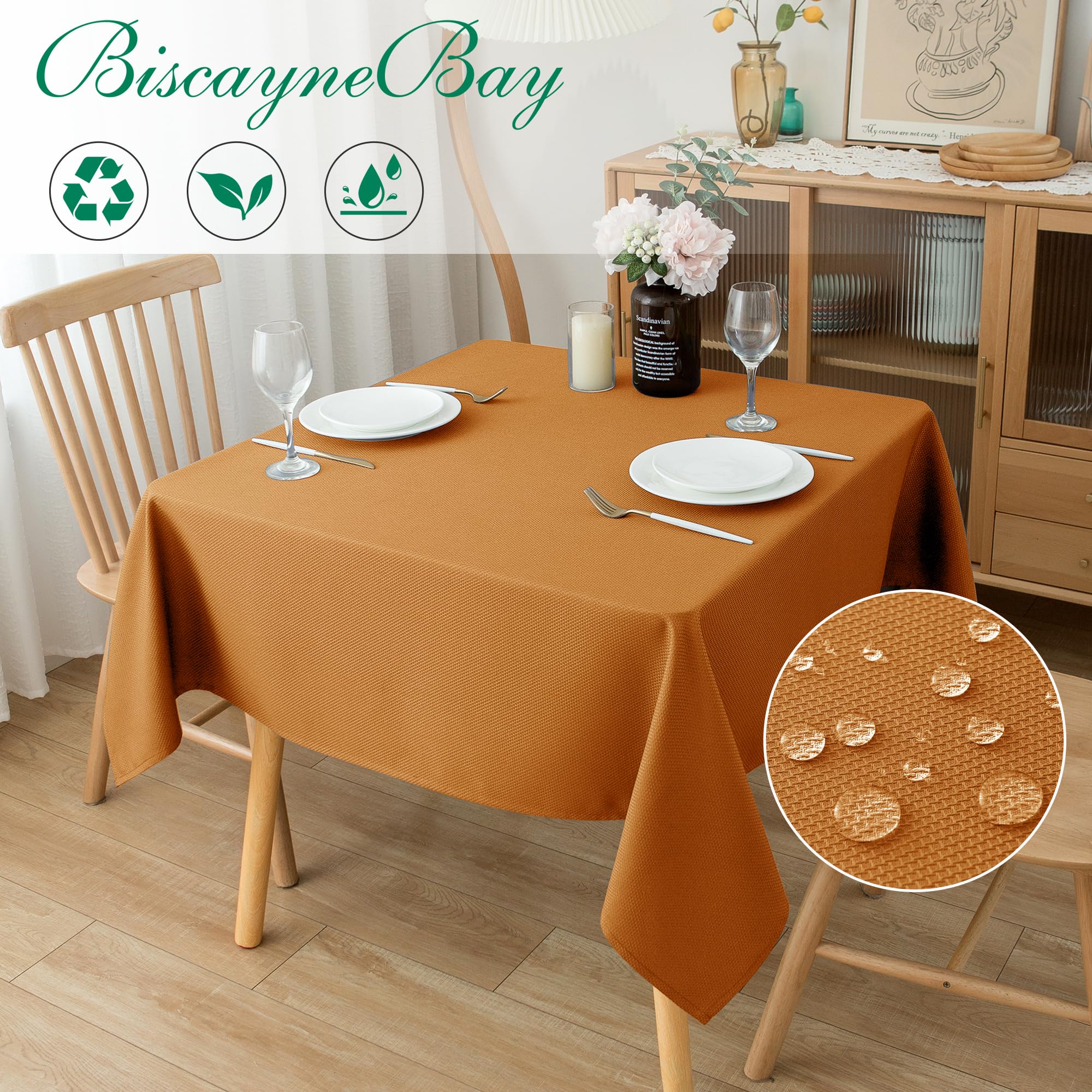 Biscaynebay water-resistant tablecloth beads spills for quick cleanup