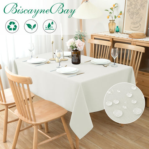 Biscaynebay water-resistant tablecloth beads spills for quick cleanups.