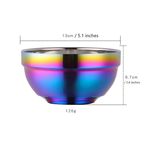 BISDARUN Rainbow Bowl Set with double-wall insulation to keep contents at the right temperature