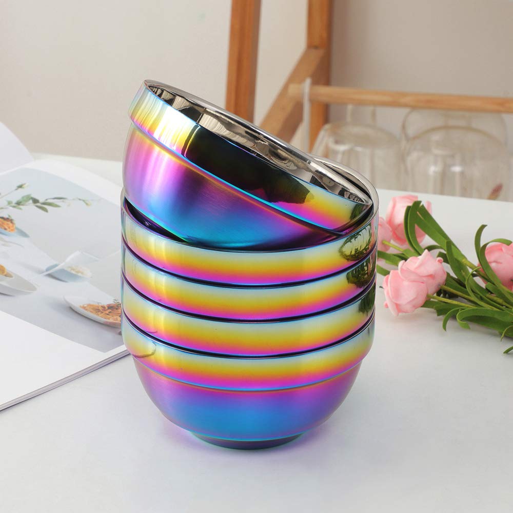 BISDARUN Rainbow Bowl Set with smooth rounded edges for comfortable use