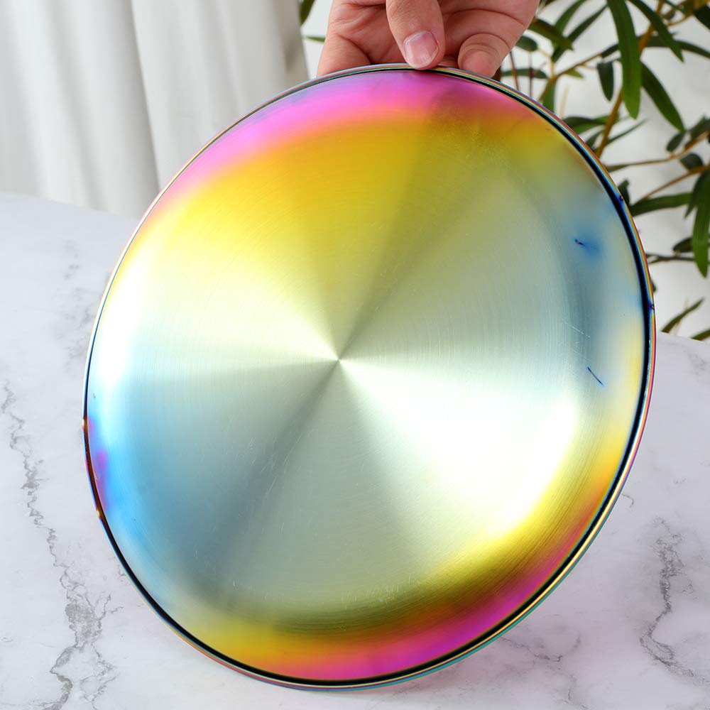 BISDARUN rainbow plate ideal for snacks, salads, and picnics