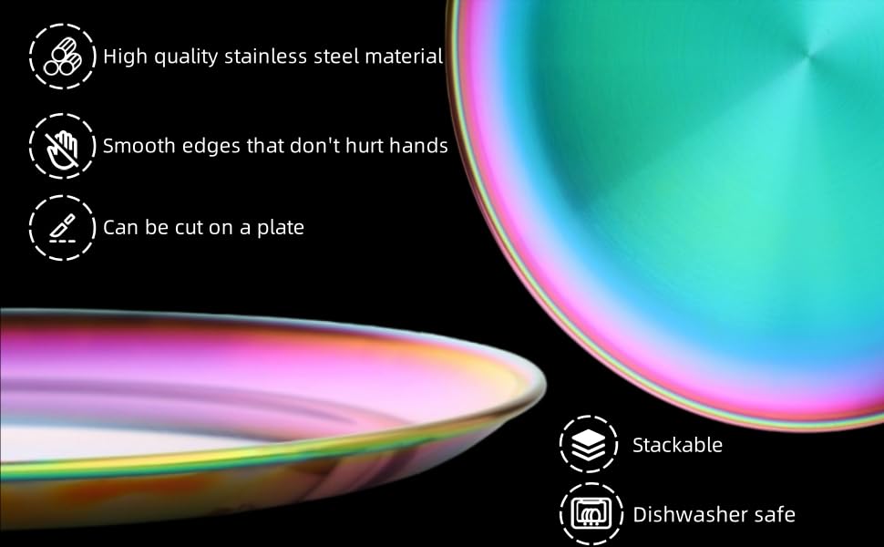 BISDARUN rainbow plate stackable for cabinet storage and space saving