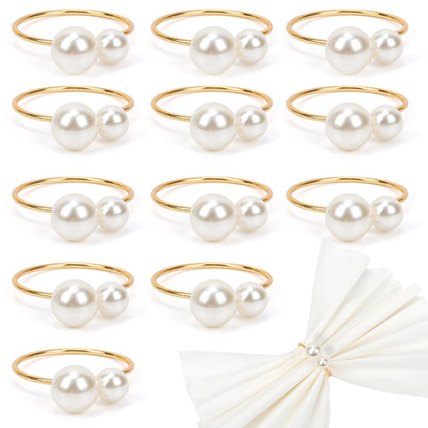 Bituinra gold pearl napkin ring set of 12 enhances table elegance for gatherings.