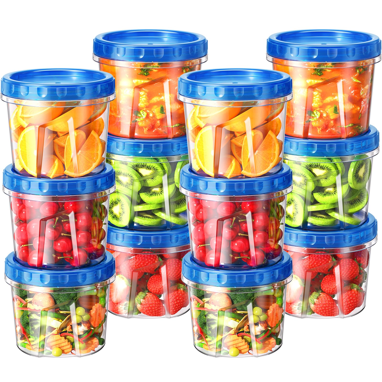 BiuLeon 12-pack 24oz freezer container set for organized fridge storage.