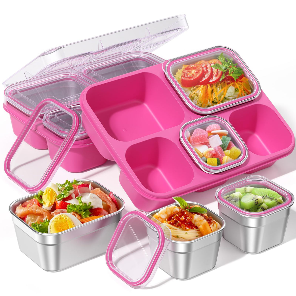 BiuLeon Snackle Box with 5-compartment tray for organized snacks on the go