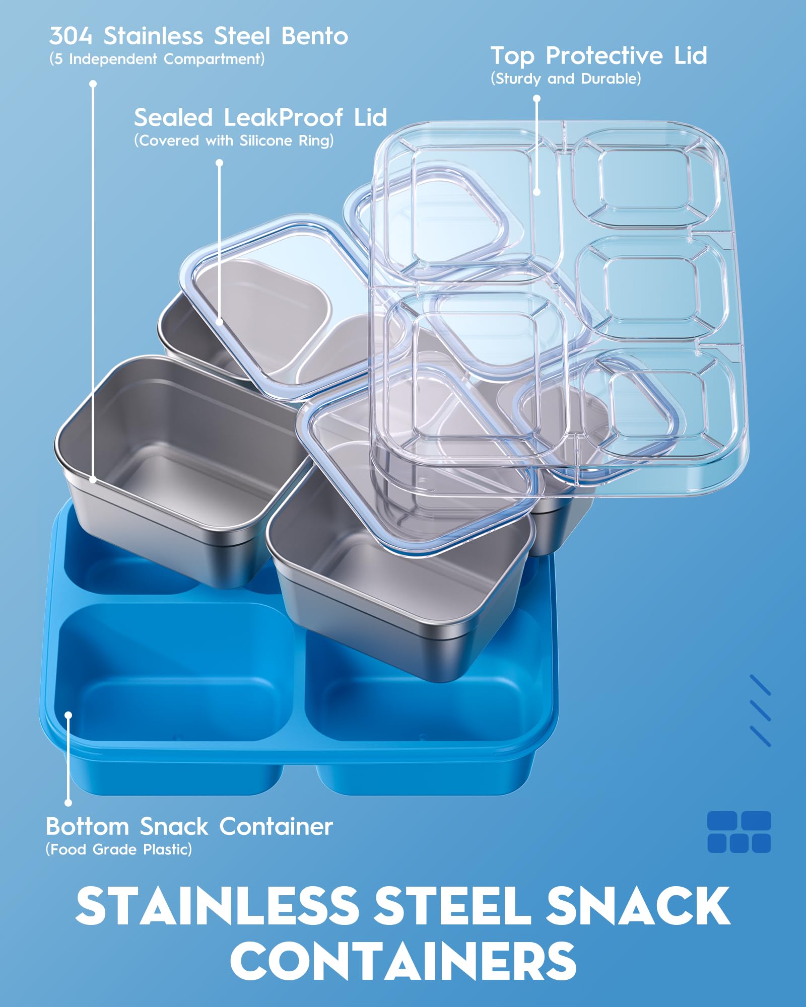 Transparent lid on the BiuLeon Snackle Box lets you see contents instantly.