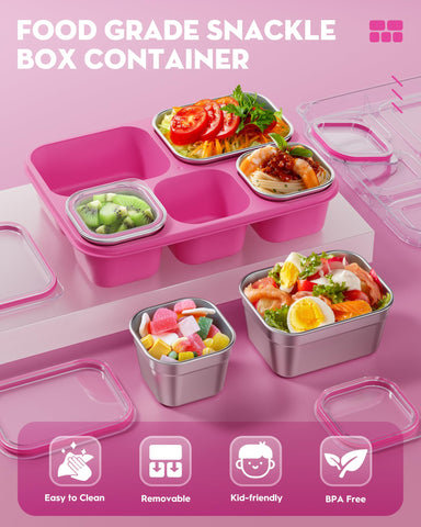 Removable compartments in the BiuLeon Snackle Box for flexible snacking