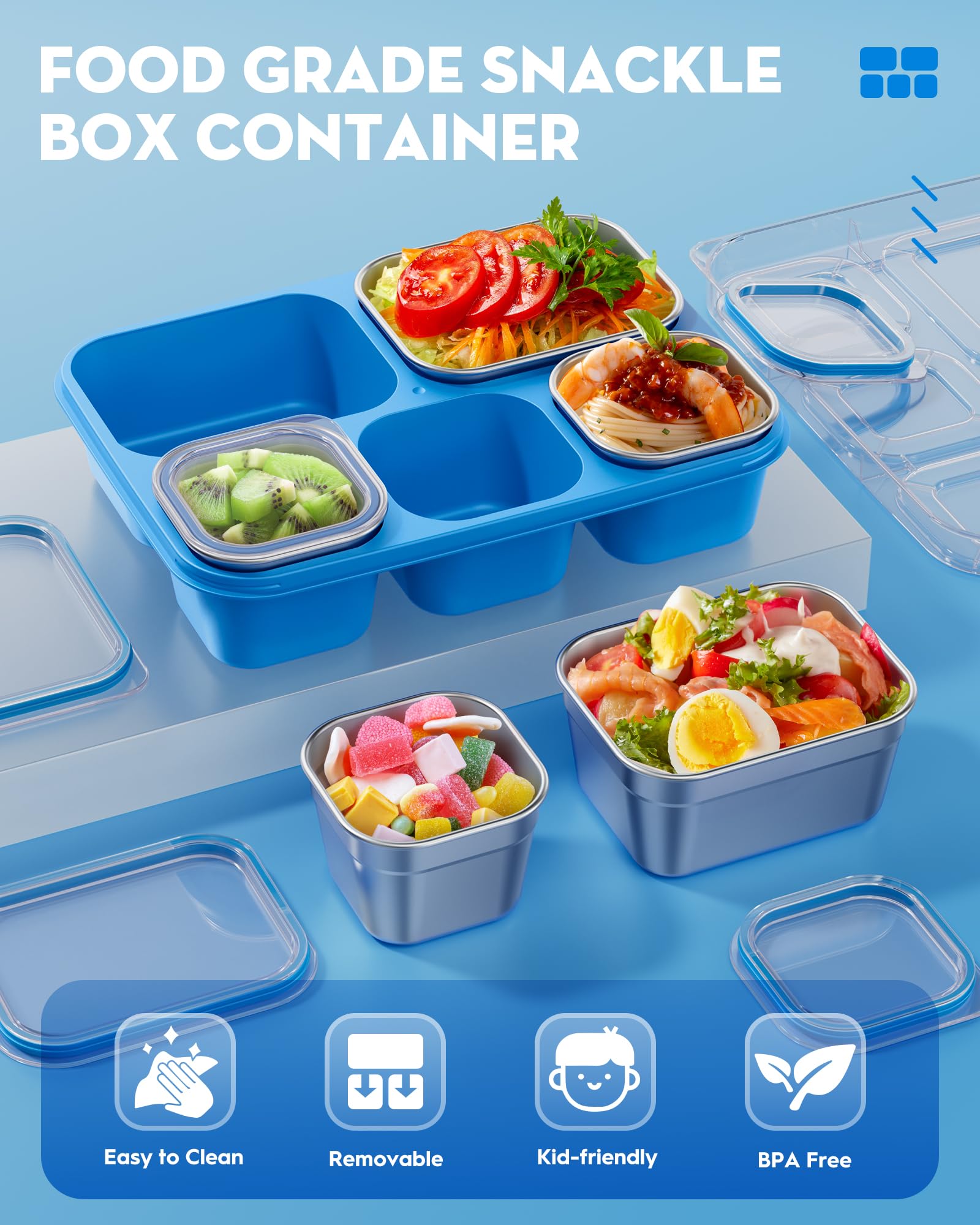 Sturdy stainless steel construction of the BiuLeon Snackle Box.