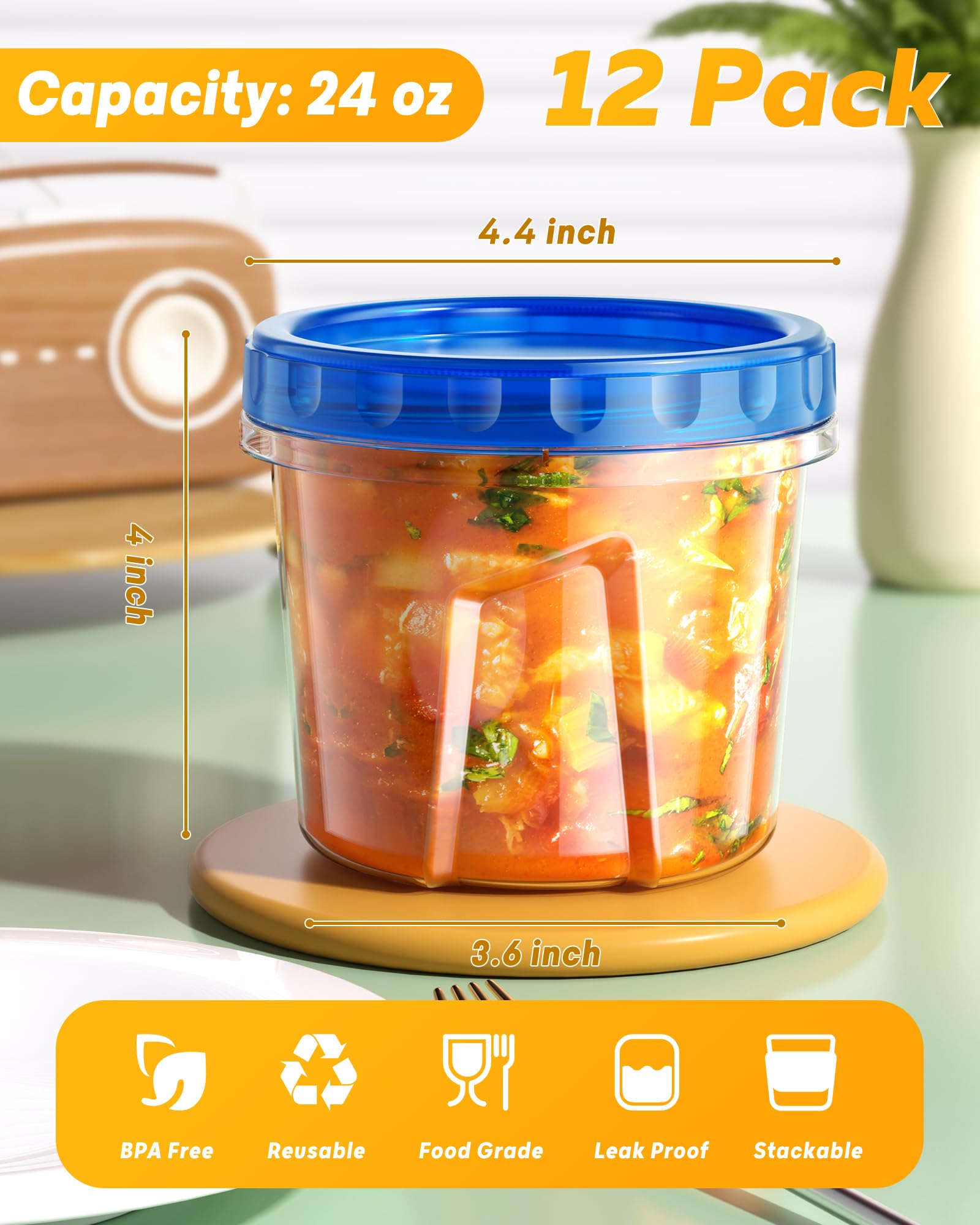 BiuLeon twist-top lid creates an airtight, leak-free seal.