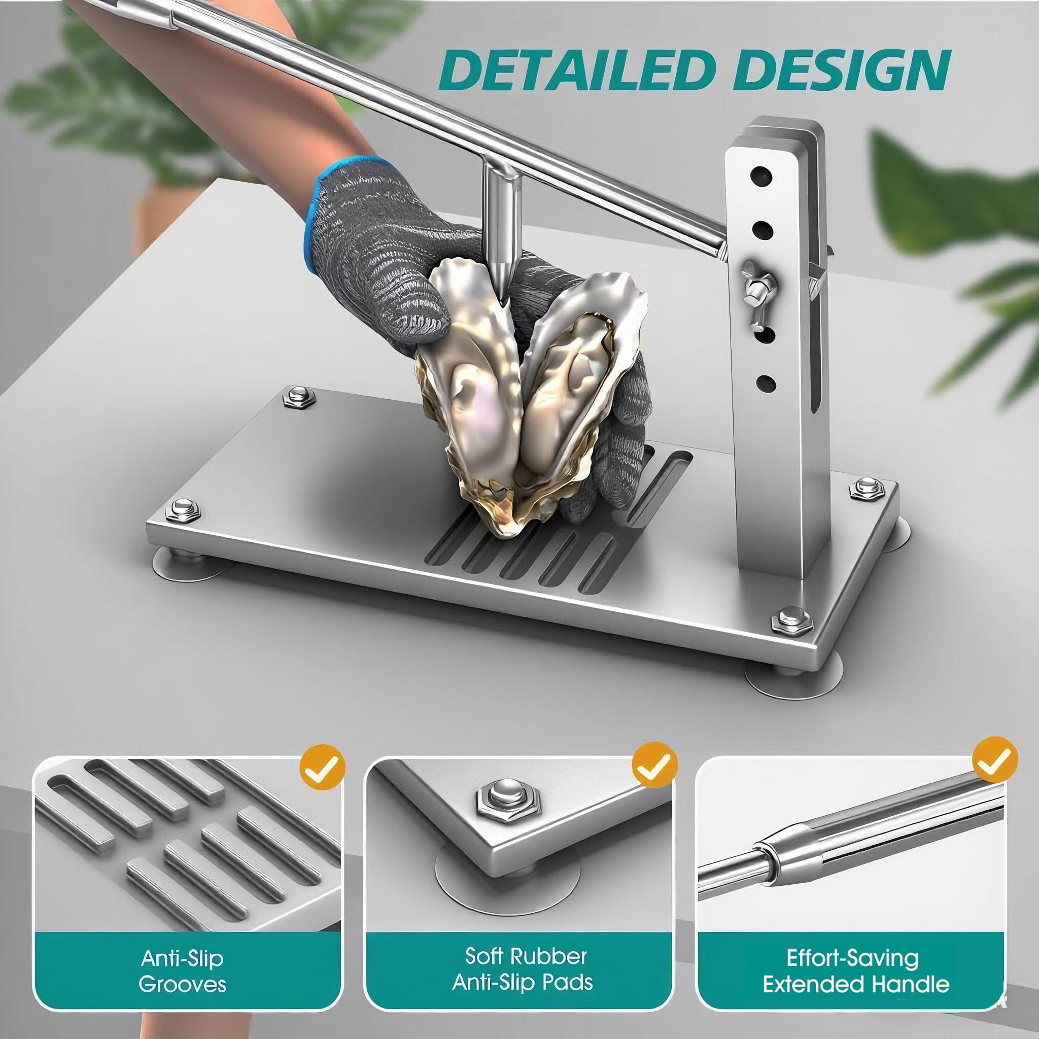 BIUWING Oyster Shucker Machine handle with ergonomic grip for easier openings.