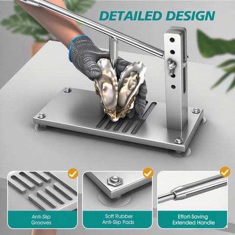BIUWING Oyster Shucker Machine handle with ergonomic grip for easier openings.
