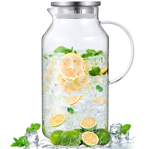 Bivvclaz 1-gallon glass pitcher with lid and handle, ideal for party drinks