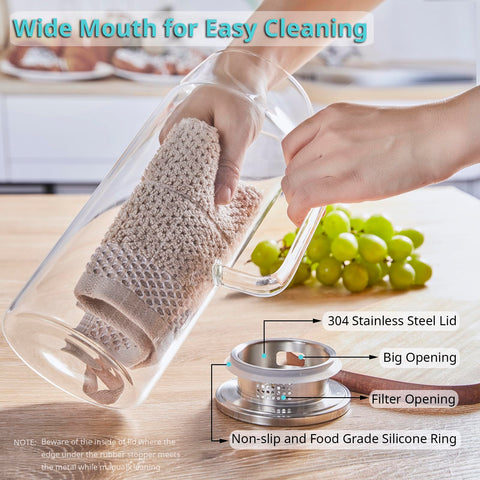 Bivvclaz 2L borosilicate glass pitcher offering heat resistance for hot or cold drinks.