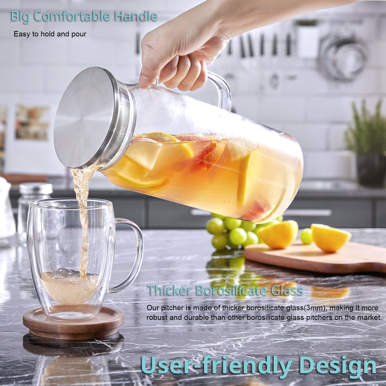 Bivvclaz 2l borosilicate pitcher ready for hot or cold drinks