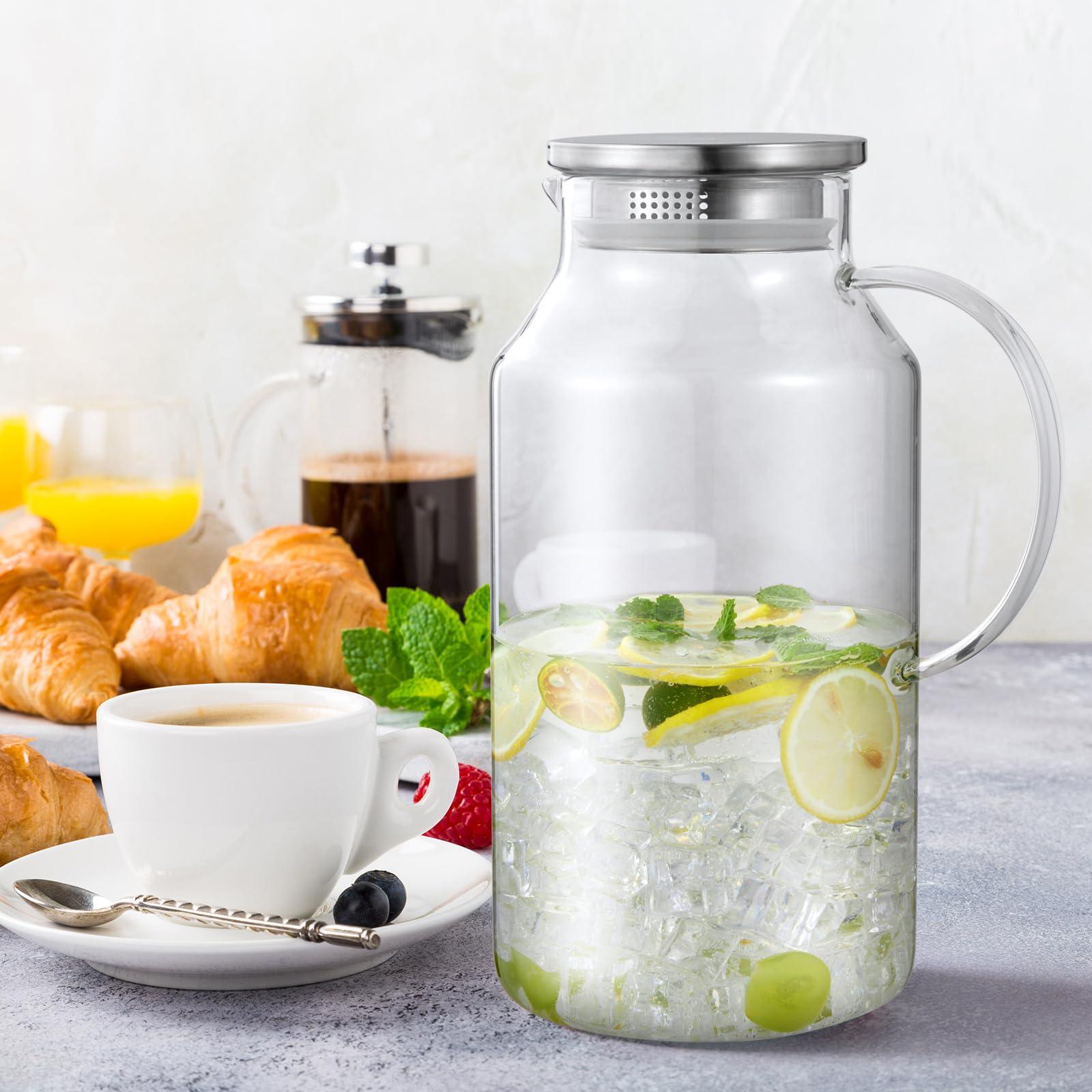 Bivvclaz fridge-ready glass pitcher for chilled beverages