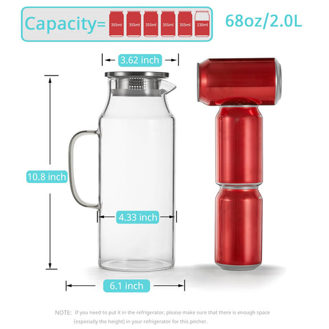 Bivvclaz glass pitcher wide mouth for simple cleaning and filling