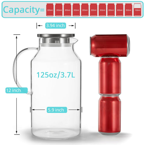 Bivvclaz glass pitcher with wide mouth for easy filling and cleaning