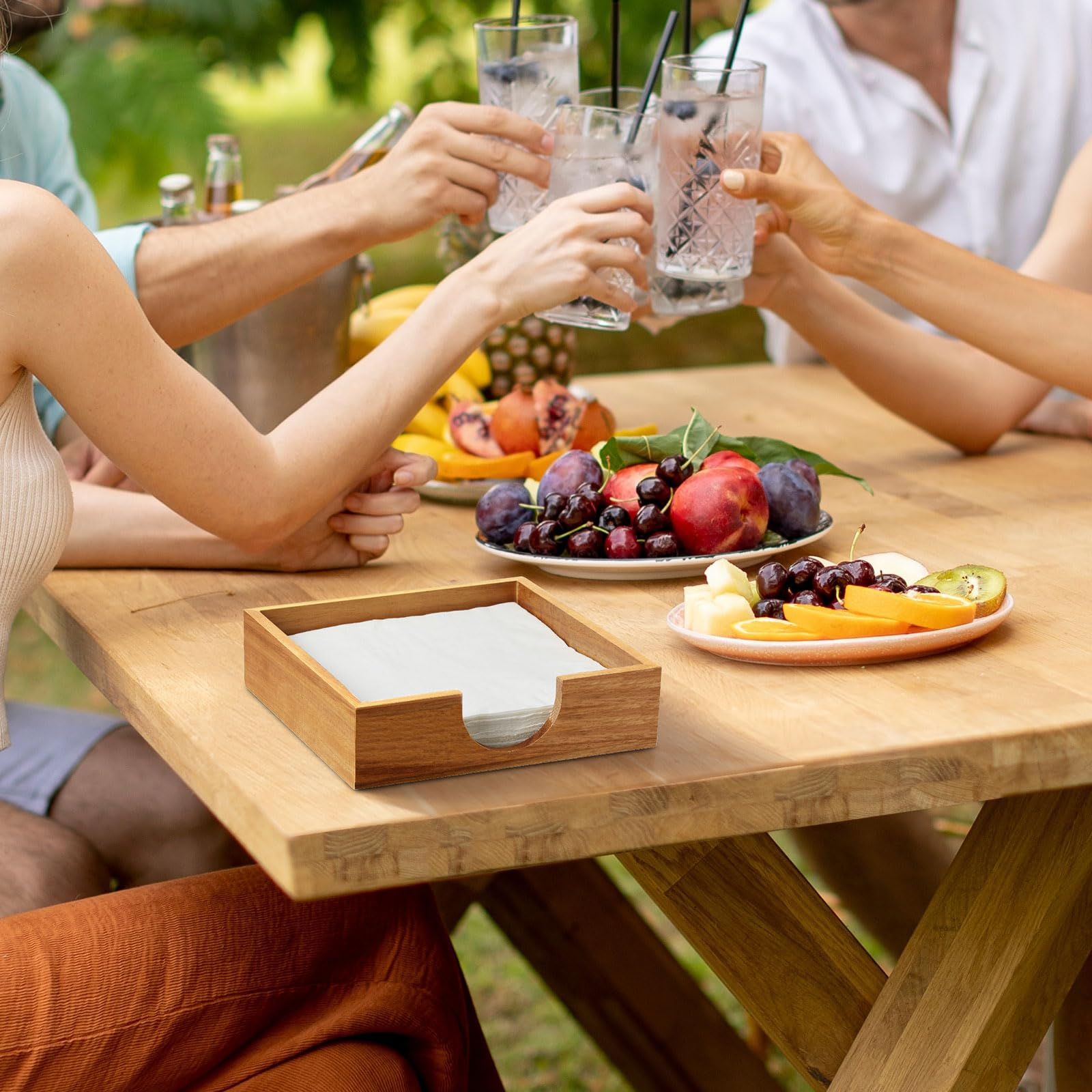 Bivvclaz indoor-outdoor napkin dispenser for versatile settings