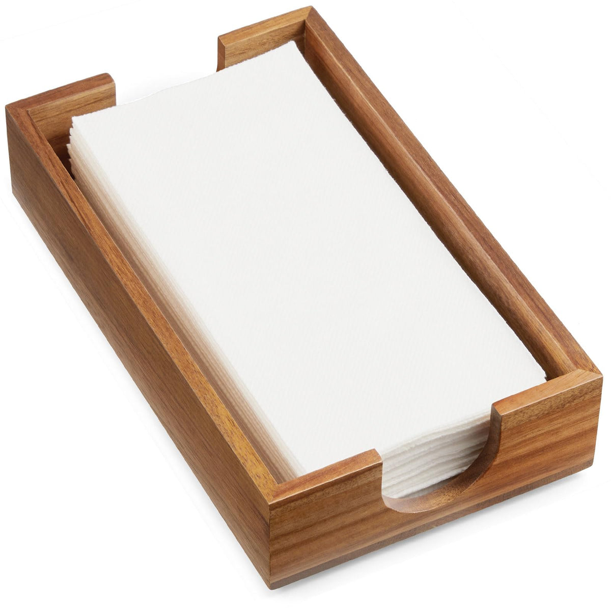 Bivvclaz napkin holder for bathroom with acacia finish keeps napkins neatly accessible