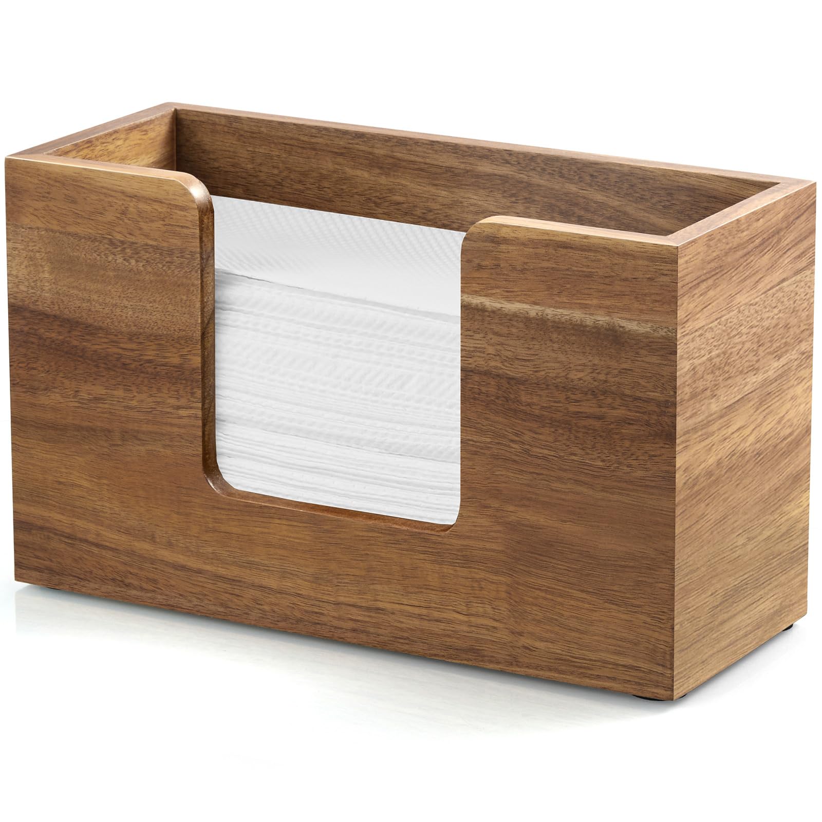 Bivvclaz paper towel dispenser in acacia wood, front view for tidy kitchen use