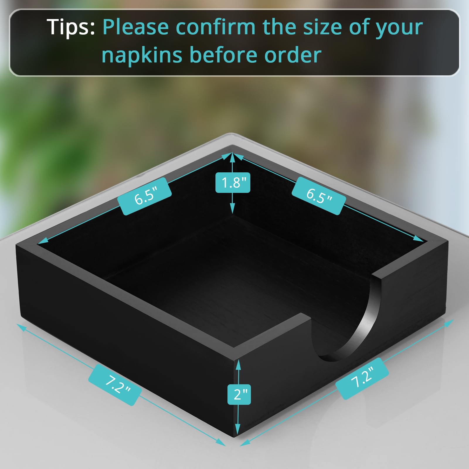 Bivvclaz wooden napkin holder side opening for easy one-napkin reach.
