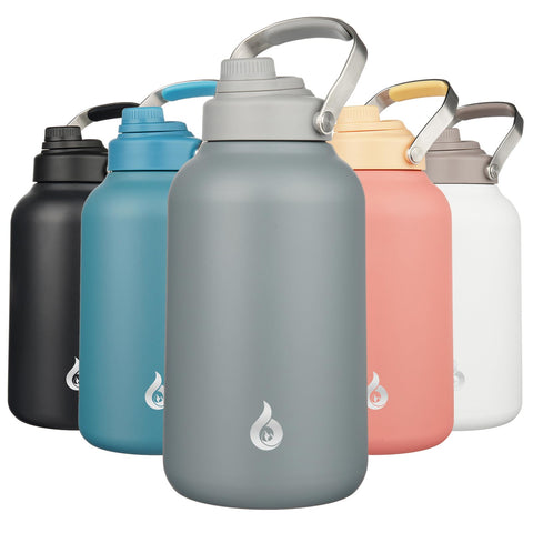 BJPKPK 1 gallon insulated bottle with double-wall keeps drinks cold longer.