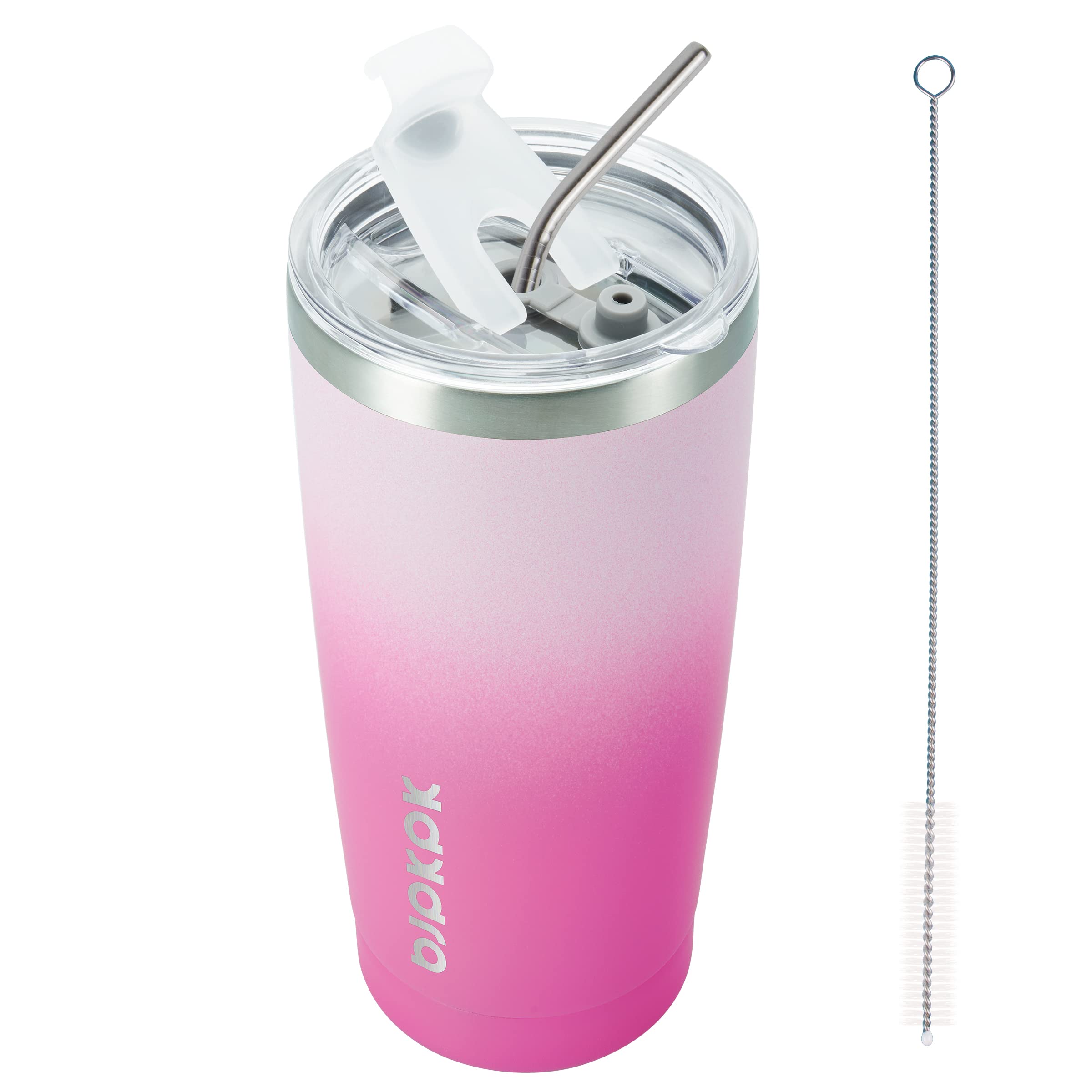 BJPKPK 20oz cherry blossom tumbler with lid and straw keeps drinks hot or cold on the go.