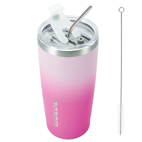 BJPKPK 20oz cherry blossom tumbler with lid and straw keeps drinks hot or cold on the go.