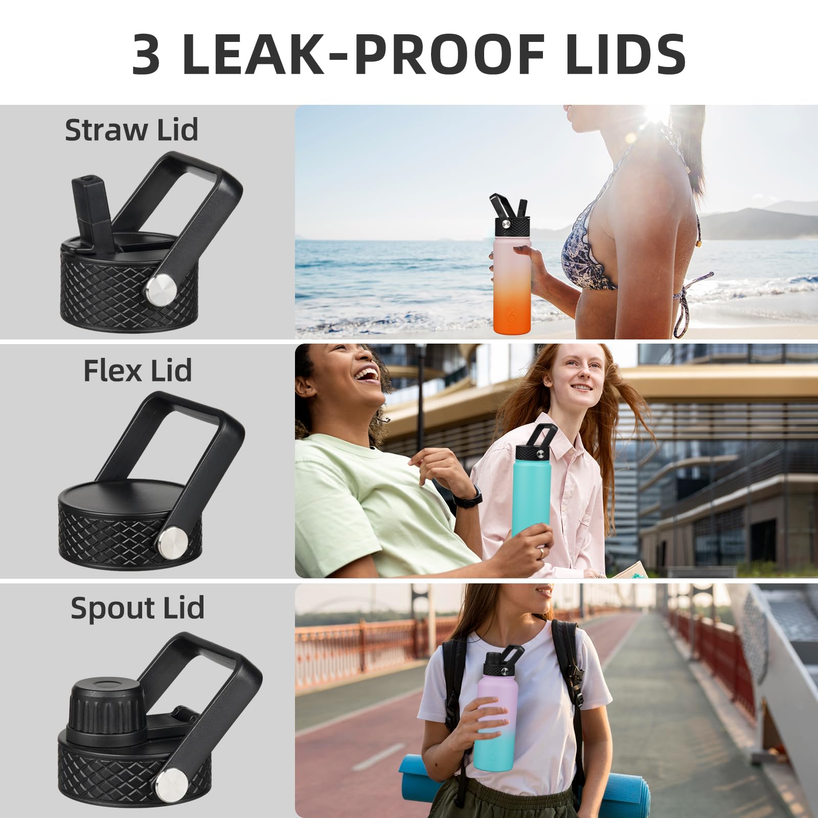 BJPKPK 27oz stainless bottle with a convenient handle for travel.