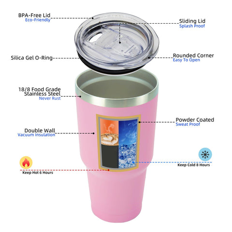 BJPKPK insulated tumbler sip-lid close-up highlights easy sipping anywhere.