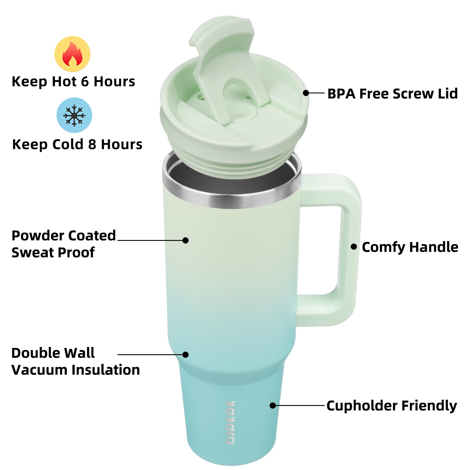 BJPKPK 40 oz insulated tumbler straw for versatile sipping on the move