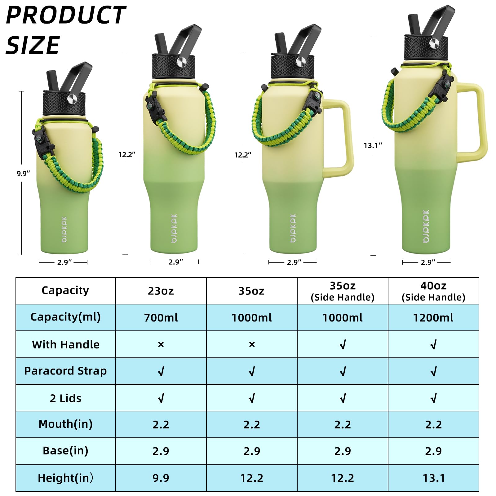 BJPKPK bottle made from 18/8 stainless steel for lasting durability