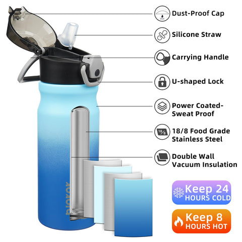 BJPKPK insulated bottle showing double-wall insulation for hot or cold drinks.