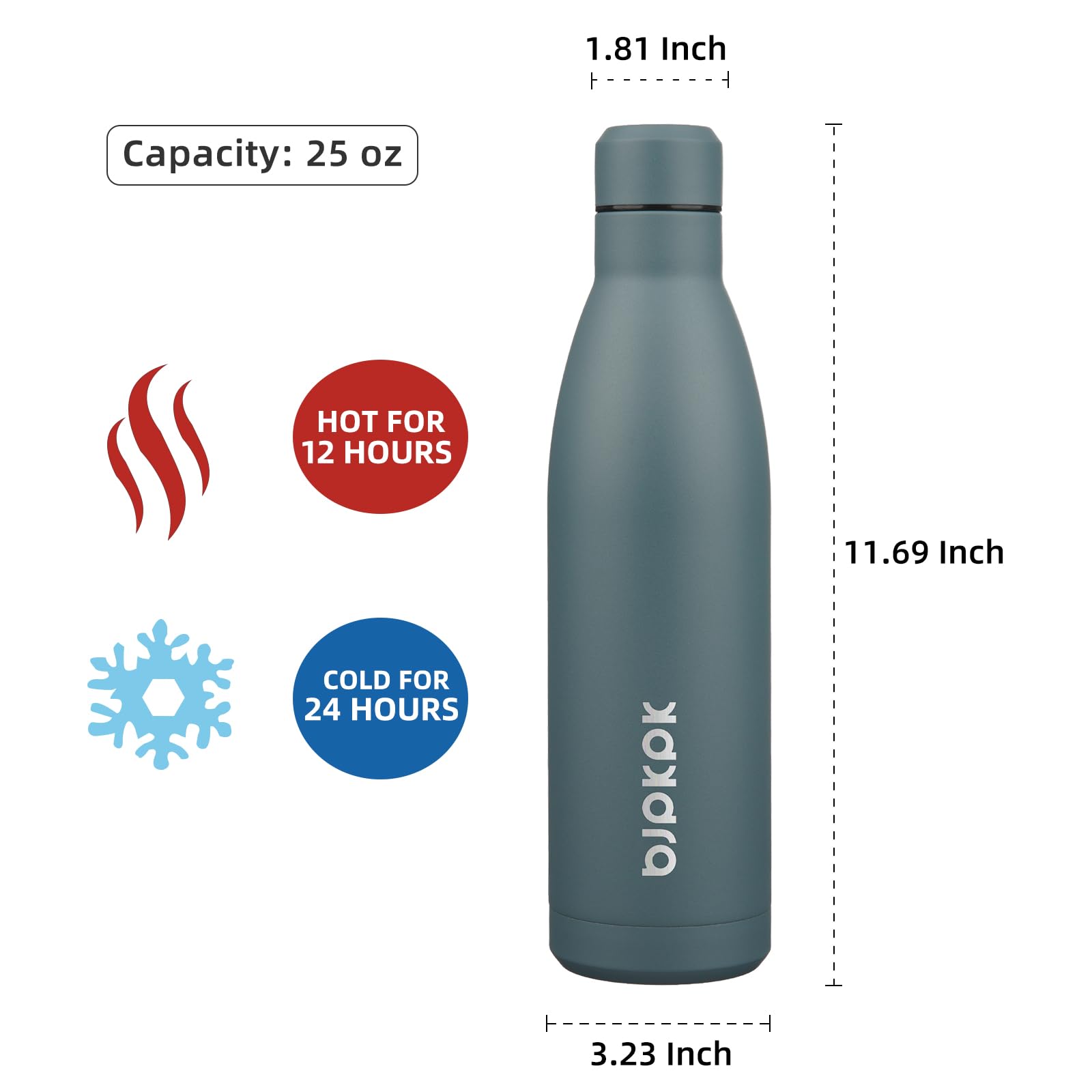 BJPKPK double-wall vacuum insulation bottle preserves temperature for long workouts or commutes