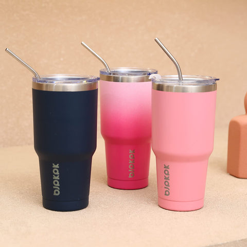 BJPKPK coral tumbler ready for gifting with accessories included.