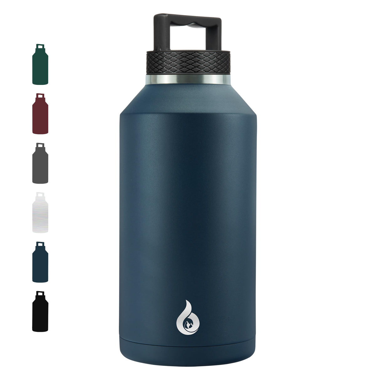 BJPKPK half gallon water bottle navy blue body shows durable stainless steel for daily use
