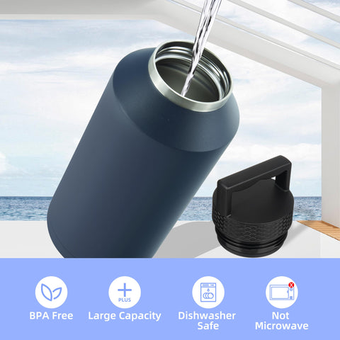 BJPKPK half gallon water bottle navy blue dishwasher-safe label promotes easy cleaning