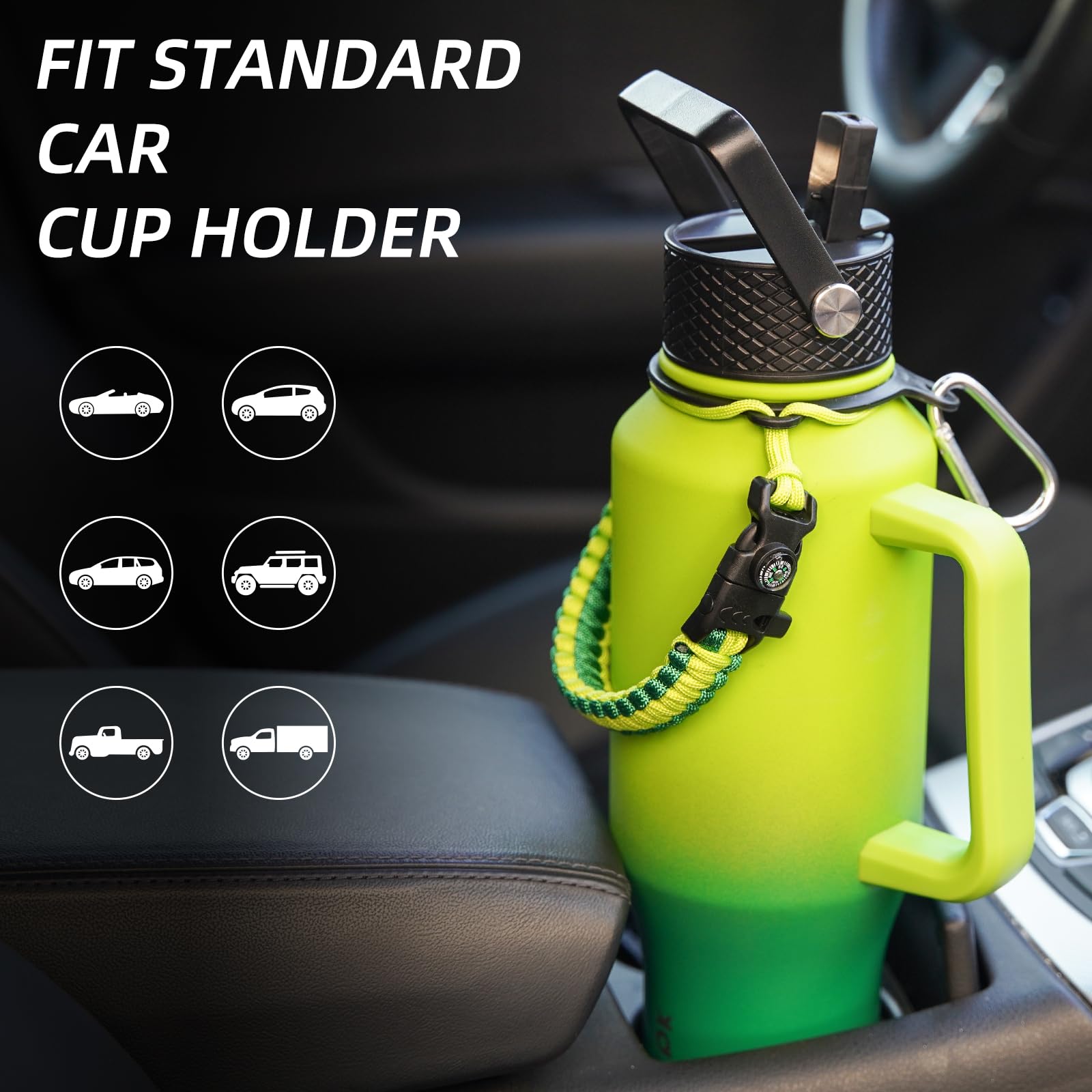 BJPKPK insulated bottle with paracord strap for hands-free carrying